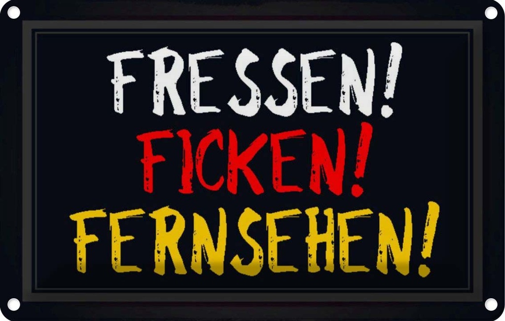 [LA-113214-2030] Blechschild 20x30 cm Fressen ficken Fernsehen Dekoration Spruch Zitat