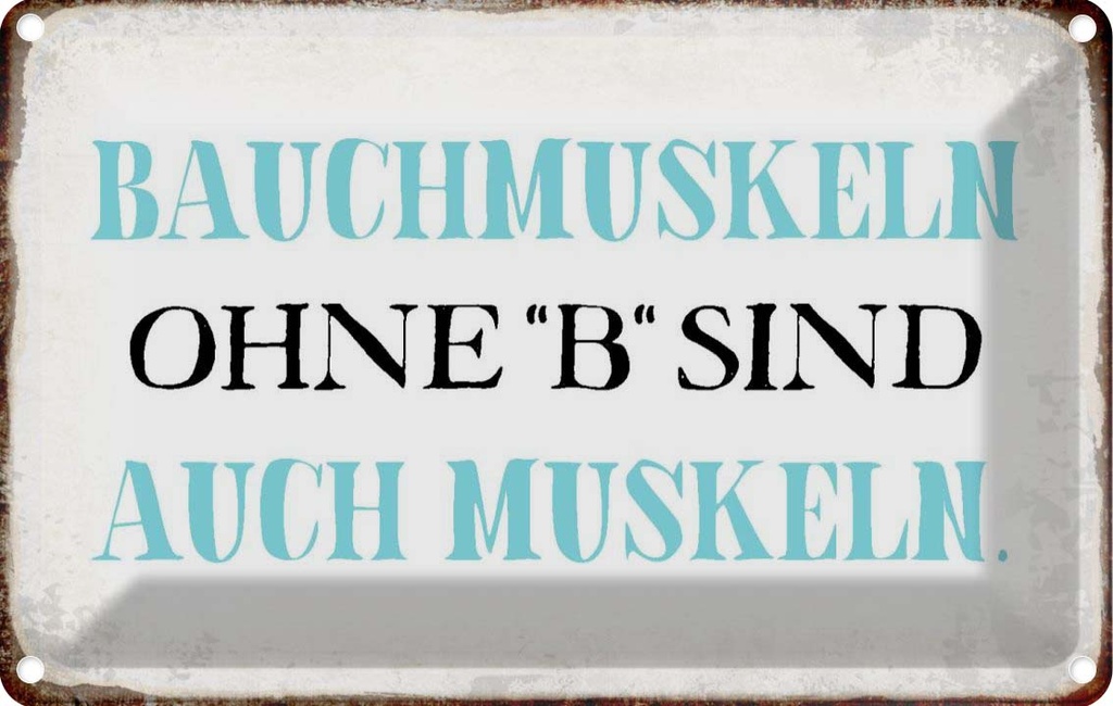 [LA-113354-2030] Blechschild 20x30 cm Bauchmuskeln ohne B Dekoration Spruch Zitat