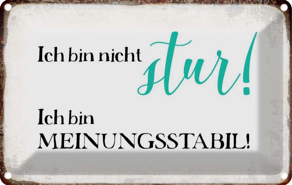 [LA-113392-2030] Blechschild 20x30 cm bin nicht stur meinungsstabil Dekoration Spruch Zitat