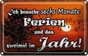 Blechschild 20x30 cm brauche 6 Monate Ferien 2 Mal Dekoration Spruch Zitat