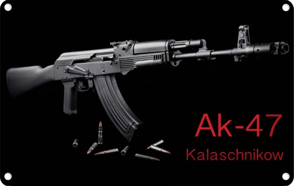 [LA-113587-2030] Blechschild 20x30 cm Gewehr AK-47 Kalaschnikow Dekoration