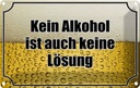 Blechschild 20x30 cm Bier kein Alkohol keine Lösung Spruch Zitat