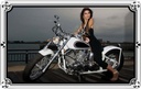 Blechschild 20x30 cm Motorrad Bike Girl Pinup Frau Bildmotiv Pin Up