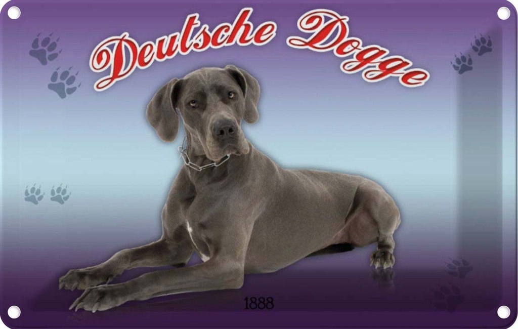 [LA-113762-2030] Blechschild 20x30 cm Hund Deutsche Dogge 1888 Tier Haustier