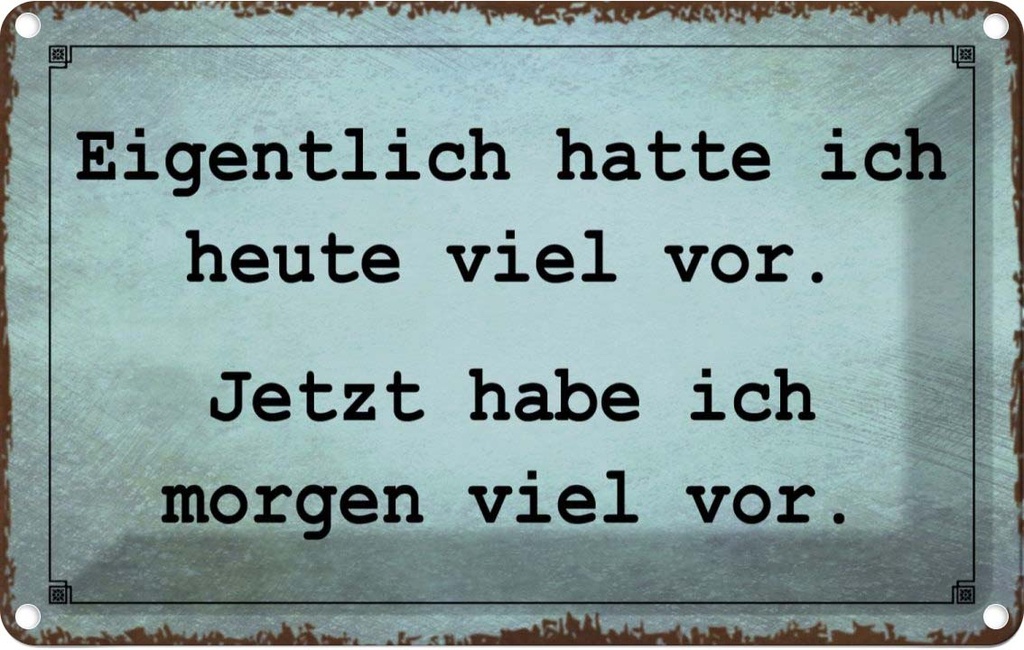 [LA-113811-2030] Blechschild 20x30 cm eigentlich hatte ich viel vor Dekoration Spruch Zitat