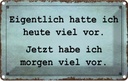 Blechschild 20x30 cm eigentlich hatte ich viel vor Dekoration Spruch Zitat