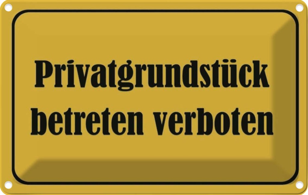 [LA-113858-2030] Blechschild 20x30 cm Privatgrundstück betreten Warnschild Hinweisschild Sicherheit Vorsicht