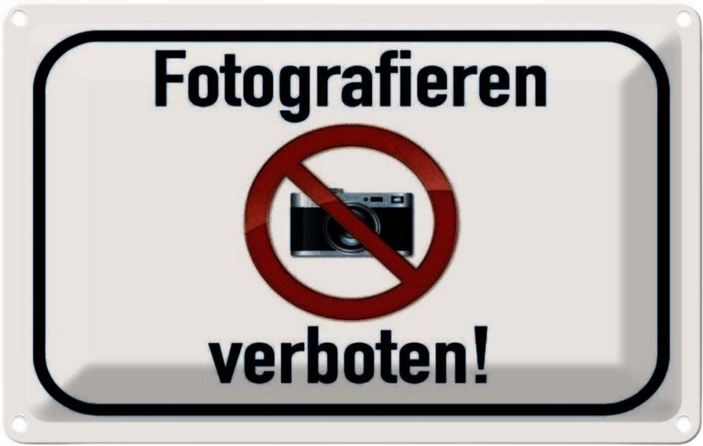 [LA-113871-2030] Blechschild 20x30 cm Fotografieren verboten Warnschild Hinweisschild Sicherheit Vorsicht
