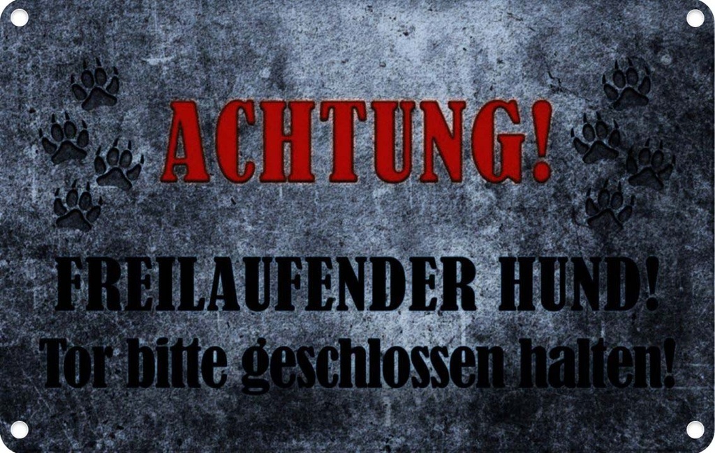 [LA-113903-2030] Blechschild 20x30 cm Achtung freilaufender Hund Warnschild Hinweisschild Sicherheit Vorsicht