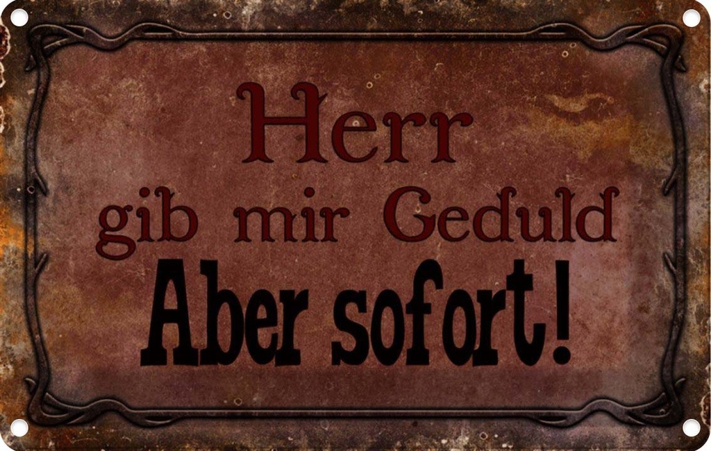 [LA-113938-2030] Blechschild 20x30 cm Herr gib mir Geduld aber sofort Spruch Zitat