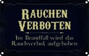 Blechschild 20x30 cm Rauchen verboten Im Brandfall Warnschild Hinweisschild Sicherheit Vorsicht