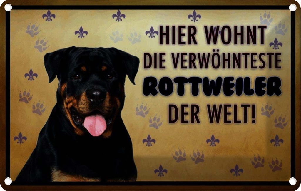 [LA-114016-2030] Blechschild 20x30 cm Hund hier wohnt die Rottweiler Tier Haustier