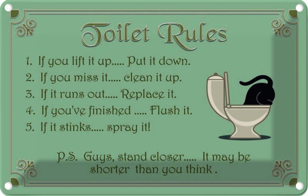 [LA-114114-2030] Blechschild 20x30 cm Toilet Rules Vorsicht if you lift it up Warnschild Hinweisschild Sicherheit