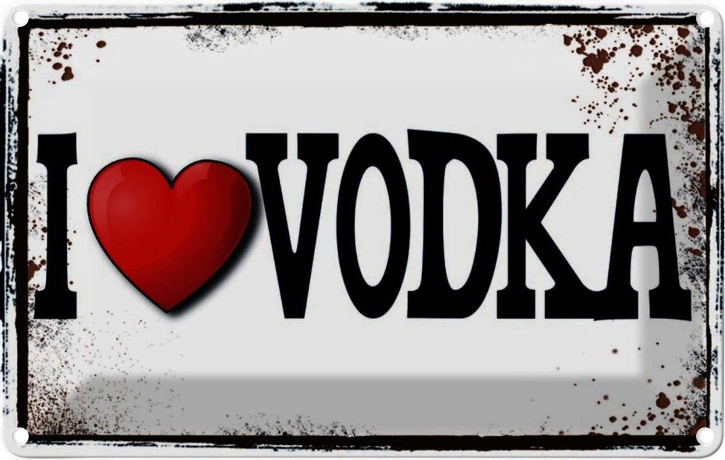 [LA-114128-2030] Blechschild 20x30 cm Alkohol i love Vodka Essen Trinken Bar Club