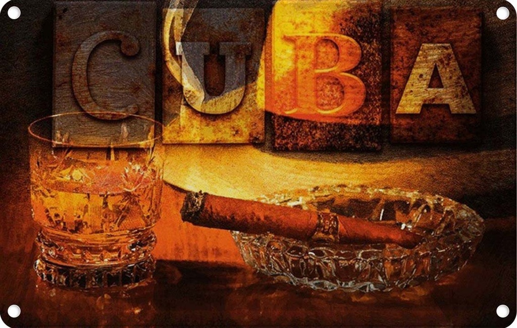 [LA-114168-2030] Blechschild 20x30 cm Cuba Zigarre Rum Havanna Abenteuer Reisen Amerika USA Urlaub