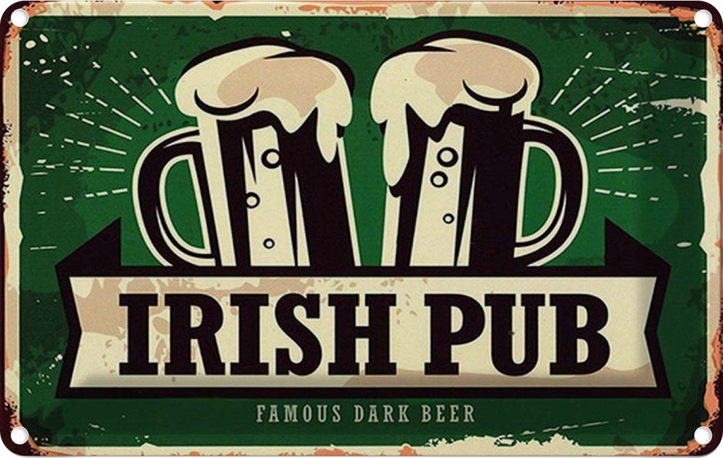 [LA-114210-2030] Blechschild 20x30 cm Irish Pub famous dark beer Bier Essen Trinken