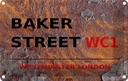 Blechschild 20x30 cm Street Baker WC1 Abenteuer Reisen England Urlaub