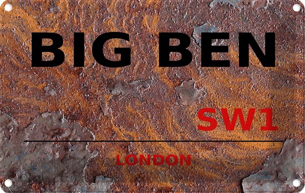[LA-114319-2030] Blechschild 20x30 cm Street Big Ben SW1 Abenteuer Reisen England Urlaub