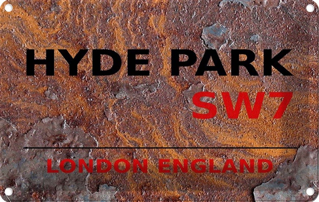 [LA-114347-2030] Blechschild 20x30 cm England Hyde Park SW7 Abenteuer Reisen Urlaub