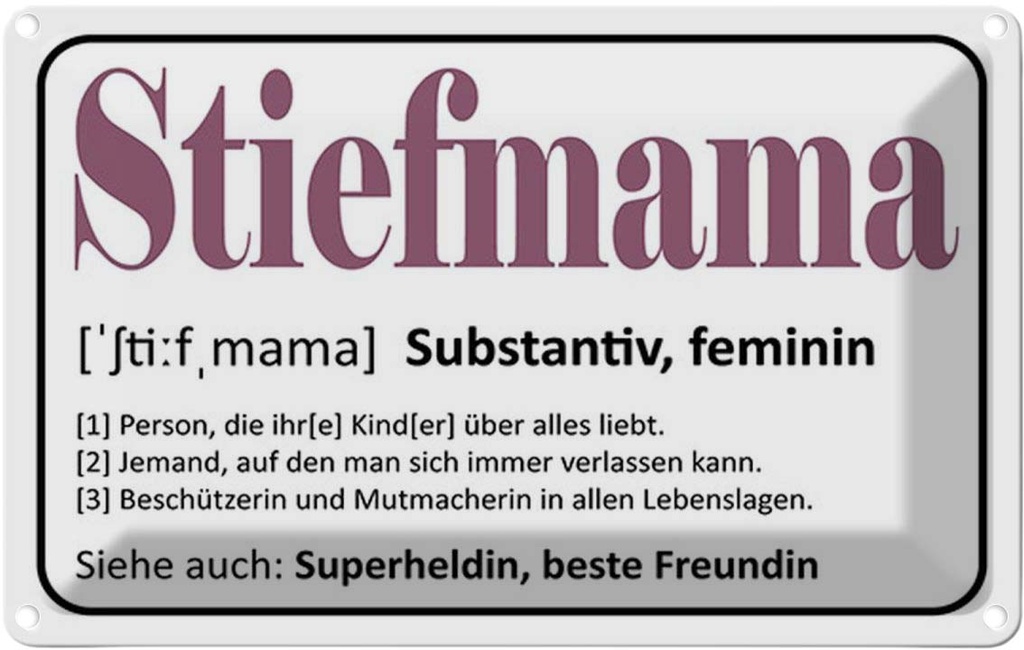 [LA-114443-2030] Blechschild 20x30 cm Stiefmama Superheldin Freundin Familie Freunde