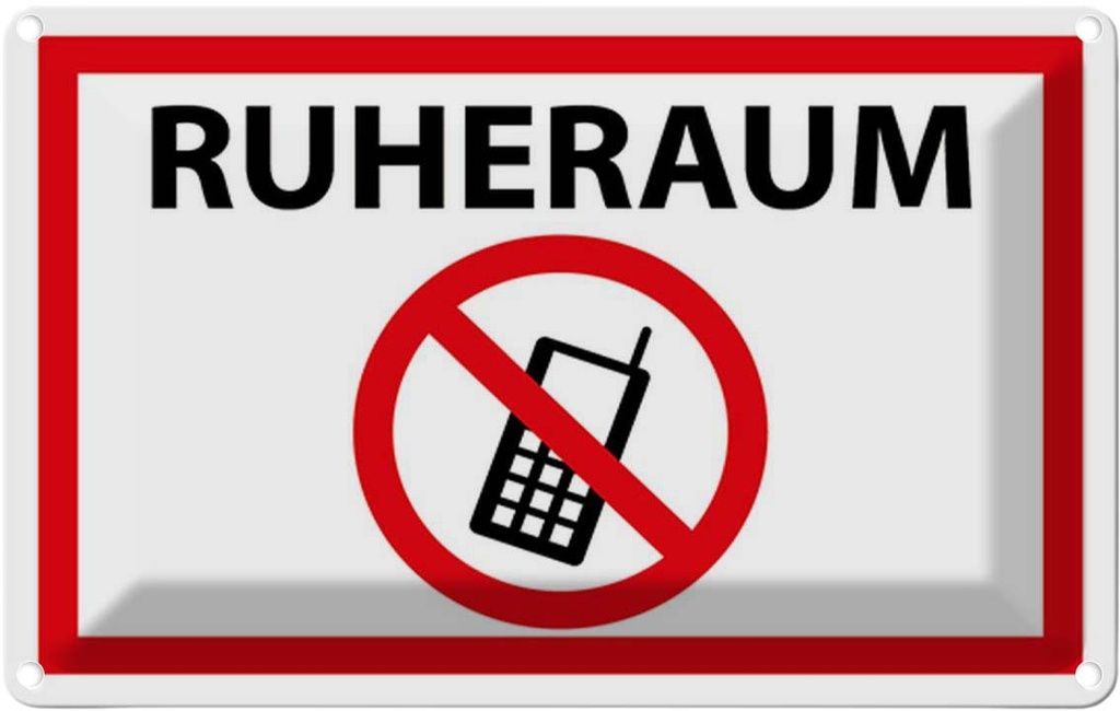 [LA-114553-2030] Blechschild 20x30 cm Ruheraum Handy verboten Warnschild Hinweisschild Sicherheit Vorsicht