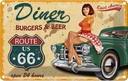 Blechschild 20x30 cm Pinup diner burgers beer Pin Up