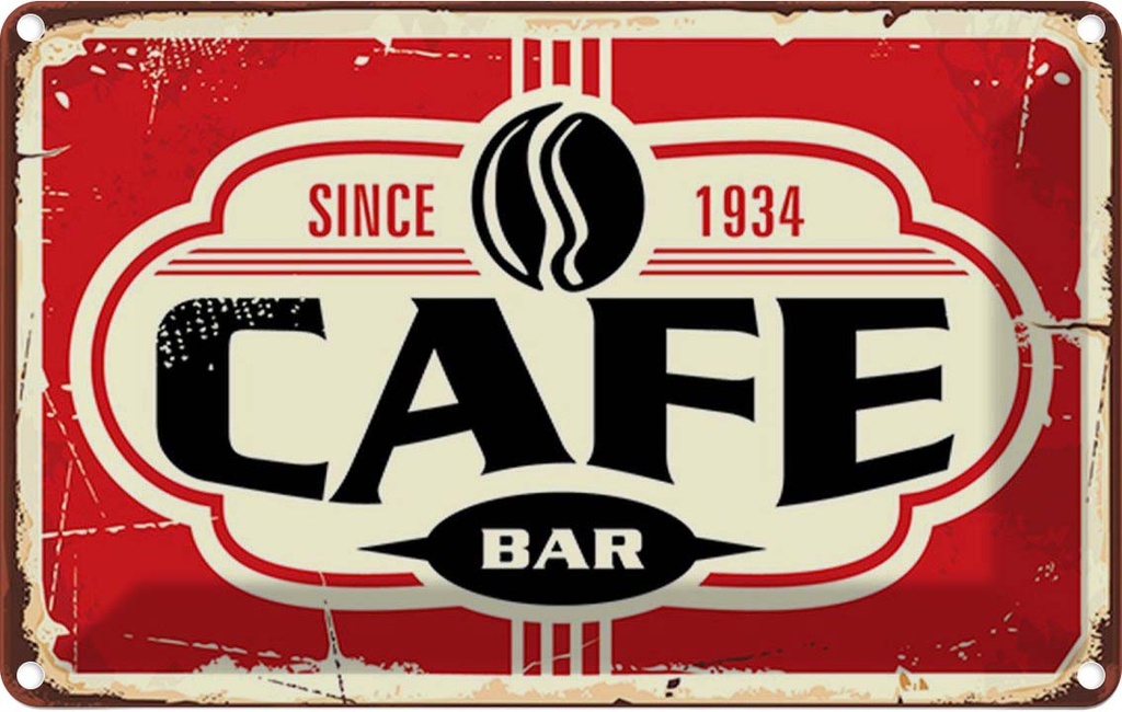 [LA-114804-2030] Blechschild 20x30 cm Cafe bar Kaffee since 1934 Essen Trinken Club Alkohol