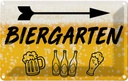 Blechschild 20x30 cm Biergarten rechts Bier Bar Club Alkohol