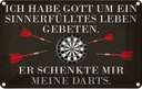 Blechschild 20x30 cm Gott schenkte mir meine Darts Sport Hobby Spruch Zitat