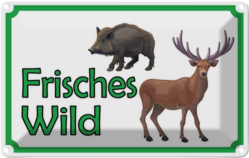 [LA-114961-2030] Blechschild 20x30 cm frisches Wild Wildfleisch Tier Haustier Wildtier