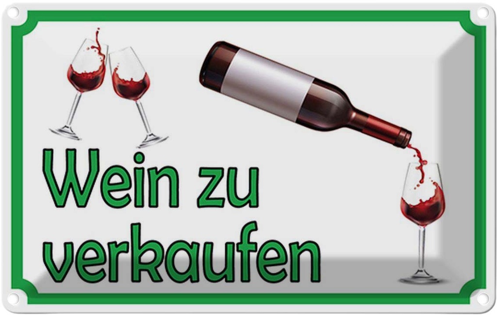 [LA-114968-2030] Blechschild 20x30 cm Wein zu verkaufen Alkohol Essen Trinken Bar Club