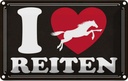Blechschild 20x30 cm Pferde i love reiten Herz Tier Haustier Pferd