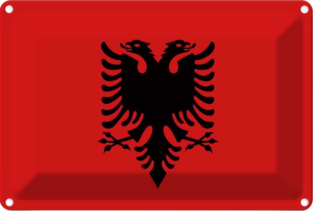[LA-115280-2030] Blechschild 20x30 cm Albaniens Albania Flagge Fahne Wappen