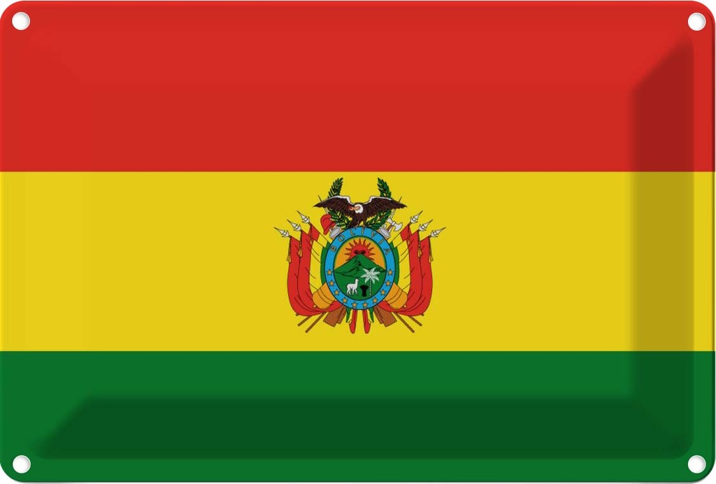 [LA-115302-2030] Blechschild 20x30 cm Boliviens Bolivia Flagge Fahne Wappen