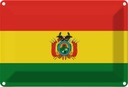 Blechschild 20x30 cm Boliviens Bolivia Flagge Fahne Wappen