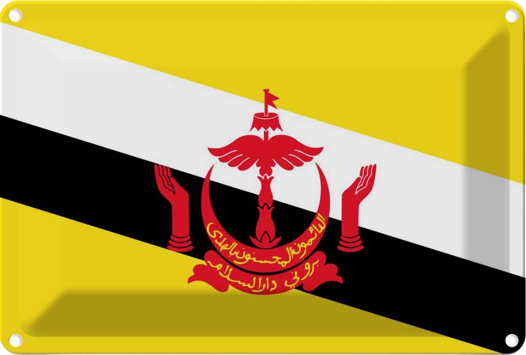 [LA-115307-2030] Blechschild 20x30 cm Bruneis Brunei Flagge Fahne Wappen