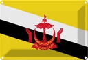Blechschild 20x30 cm Bruneis Brunei Flagge Fahne Wappen