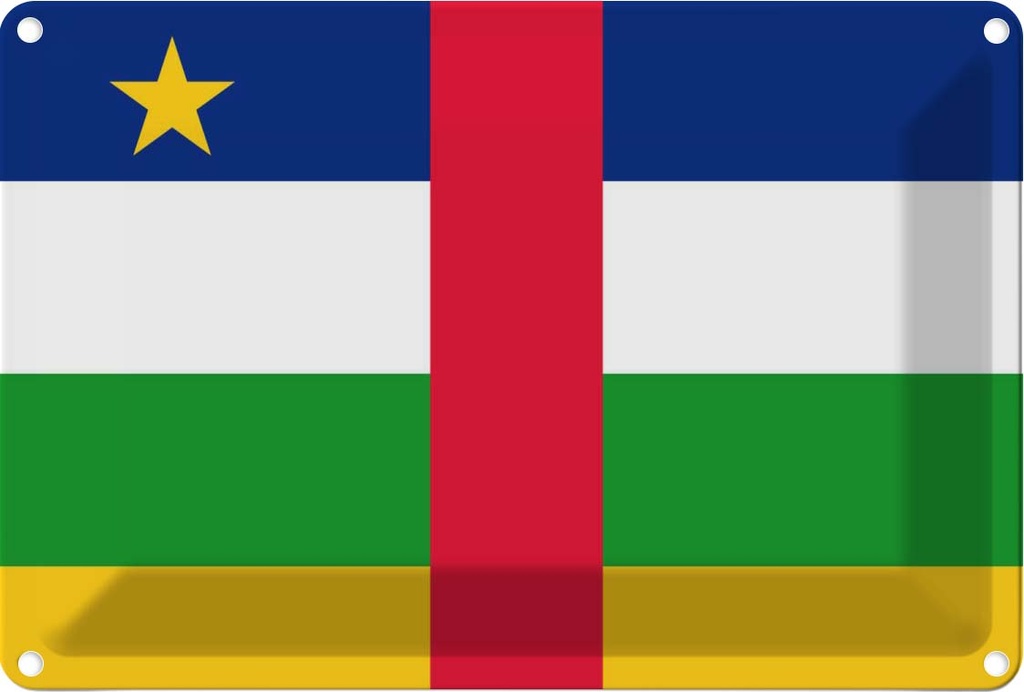 [LA-115316-2030] Blechschild 20x30 cm Zentralafrikanischen Republik Flagge Fahne Wappen