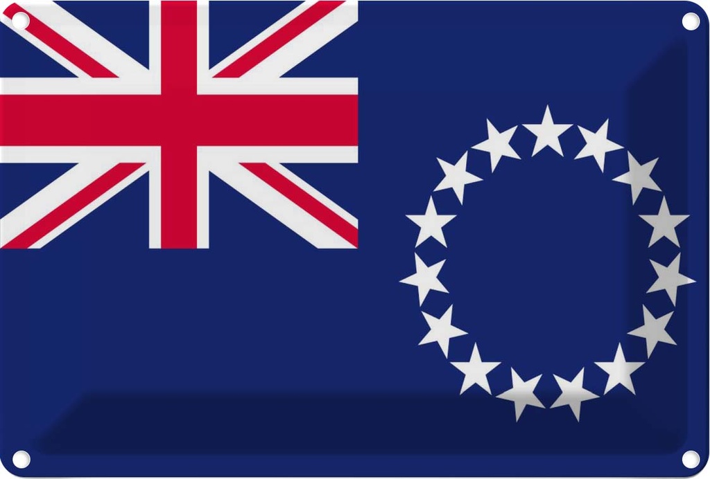 [LA-115325-2030] Blechschild 20x30 cm Cookinseln Cook Islands Flagge Fahne Wappen