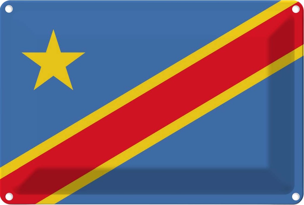 [LA-115331-2030] Blechschild 20x30 cm DR Kongo democratic Congo Flagge Fahne Wappen