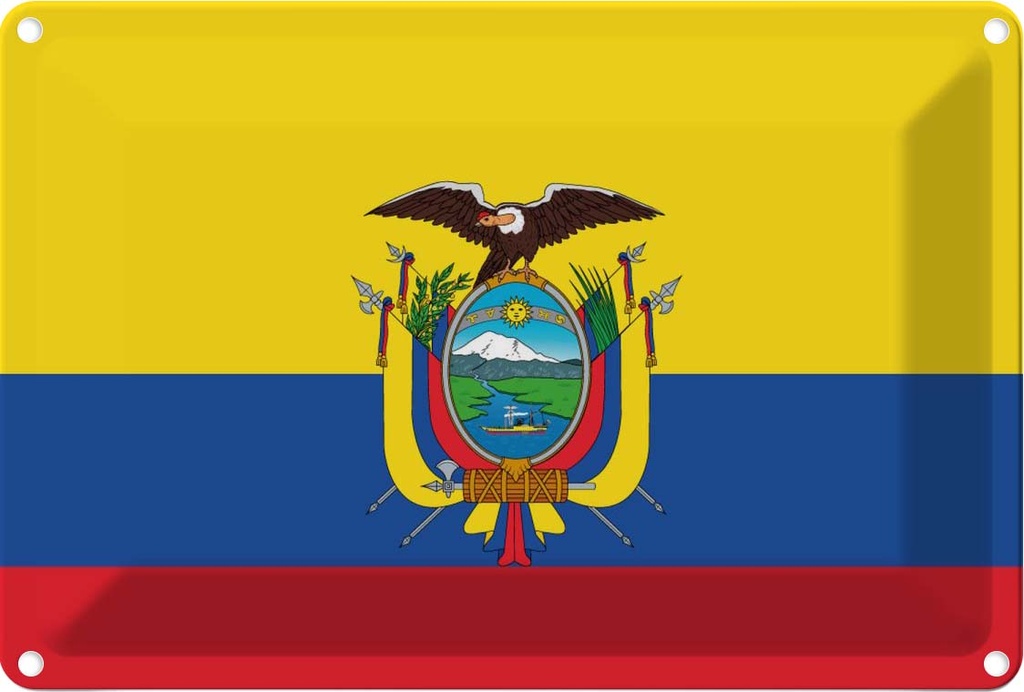 [LA-115337-2030] Blechschild 20x30 cm Ecuadors Ecuador Flagge Fahne Wappen