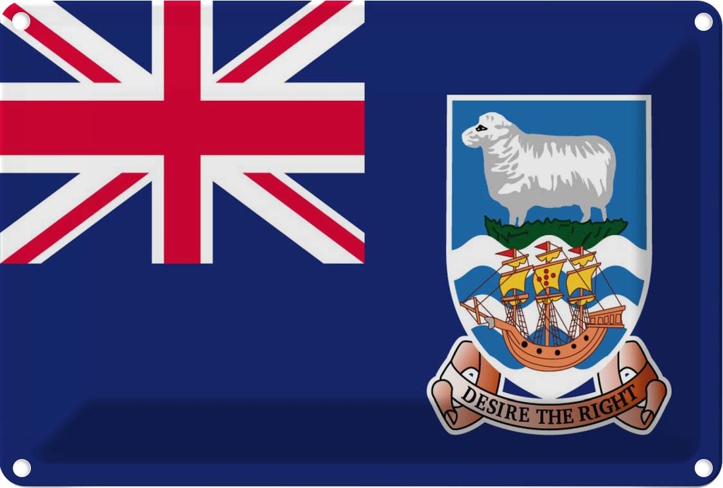 [LA-115345-2030] Blechschild 20x30 cm Falklandinseln Falkland Islands Flagge Fahne Wappen