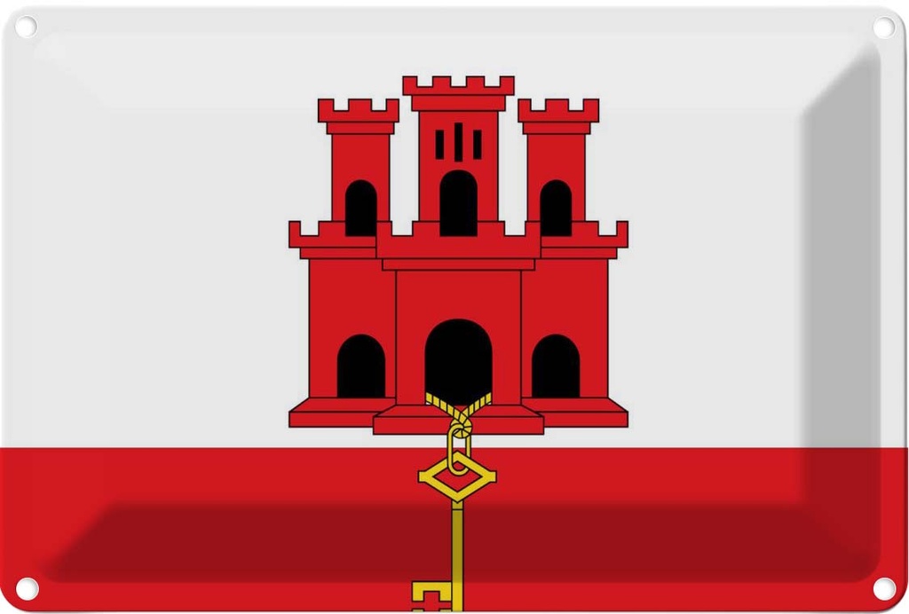 [LA-115356-2030] Blechschild 20x30 cm Gibraltars Gibraltar Flagge Fahne Wappen