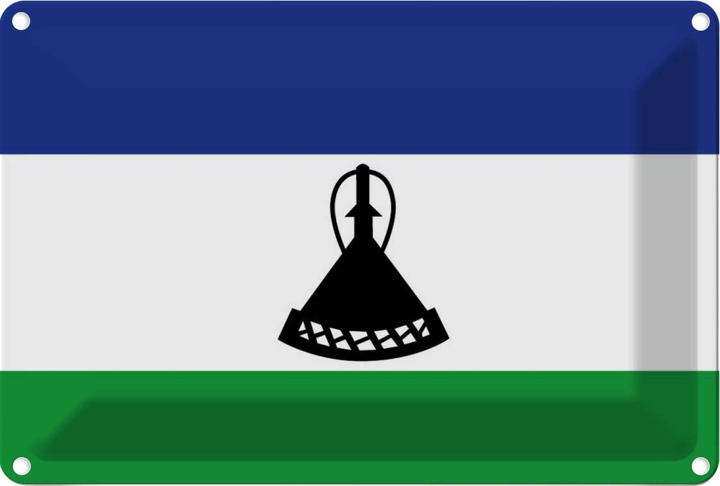 [LA-115392-2030] Blechschild 20x30 cm Lesothos Lesotho Flagge Fahne Wappen