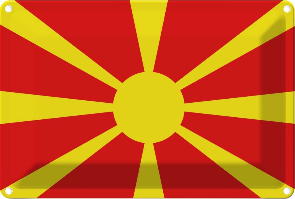 [LA-115399-2030] Blechschild 20x30 cm Mazedoniens Macedonia Flagge Fahne Wappen