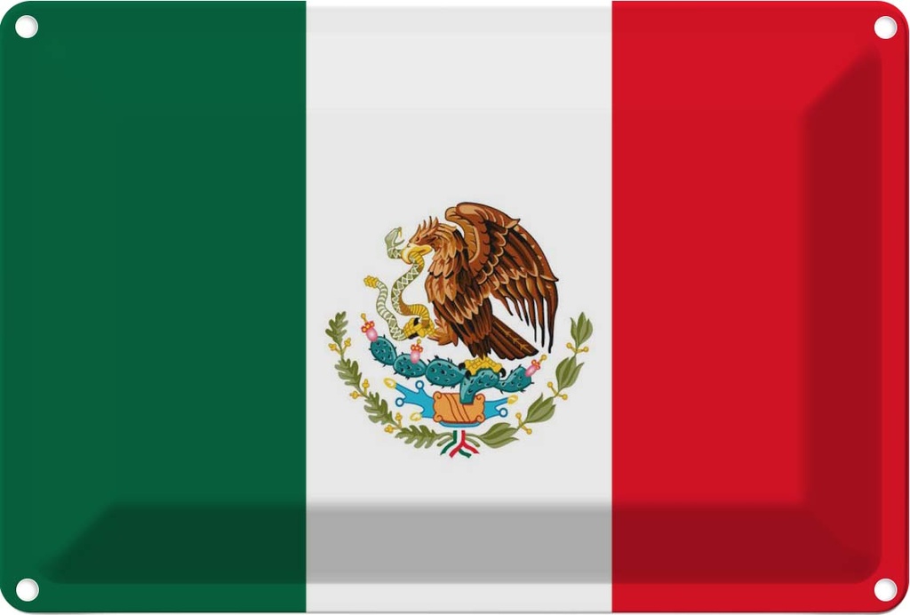 [LA-115409-2030] Blechschild 20x30 cm Mexikos Mexico Flagge Fahne Wappen