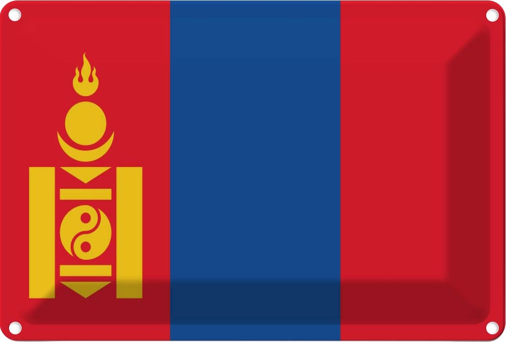 [LA-115413-2030] Blechschild 20x30 cm Mongolei Mongolia Flagge Straße Stadt Fahne Wappen