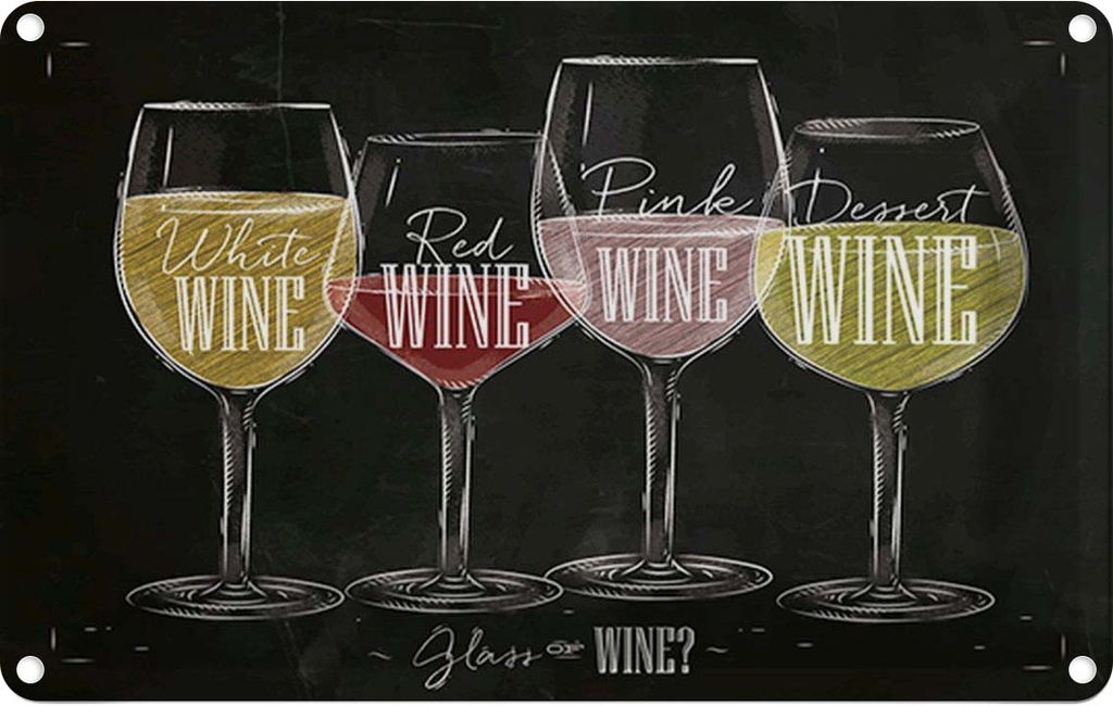 [LA-114739-1812] Blechschild 12x18 cm Wein Glass Club Alkohol of wine? red white Essen Trinken Bar