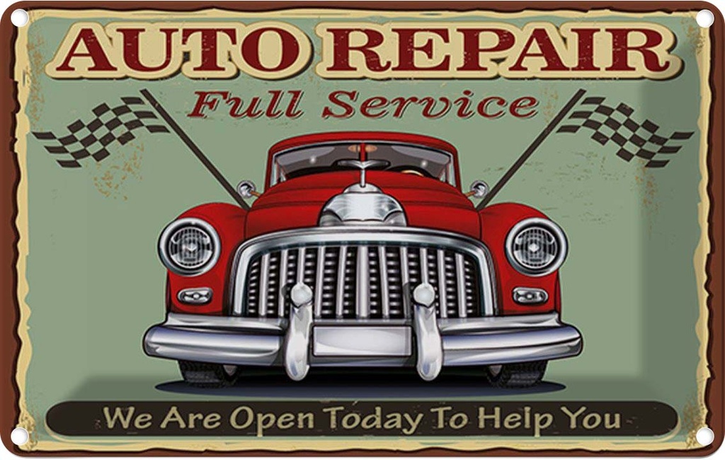 [LA-114794-1812] Blechschild 12x18 cm Auto repair full Service Garage Werkstatt