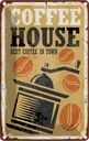 Blechschild 18x12 cm Vintage Kaffee Coffee best in town Essen Trinken